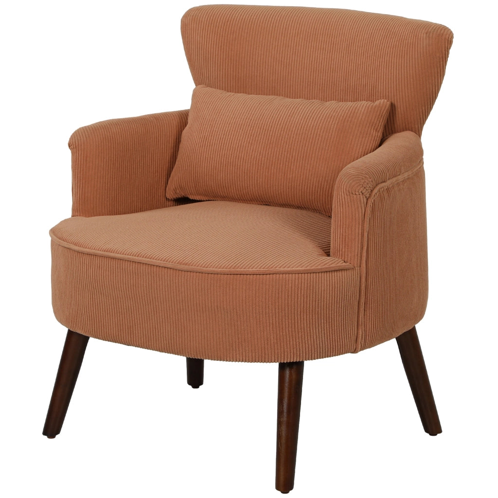 Poltrona imbottita con cuscino lombare e gambe in legno ¨C Zephmum ¨C Arancione