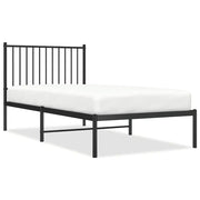 Letto singolo | Letto per adulti | Giroletto con Testiera in Metallo Nero 90x190 cm