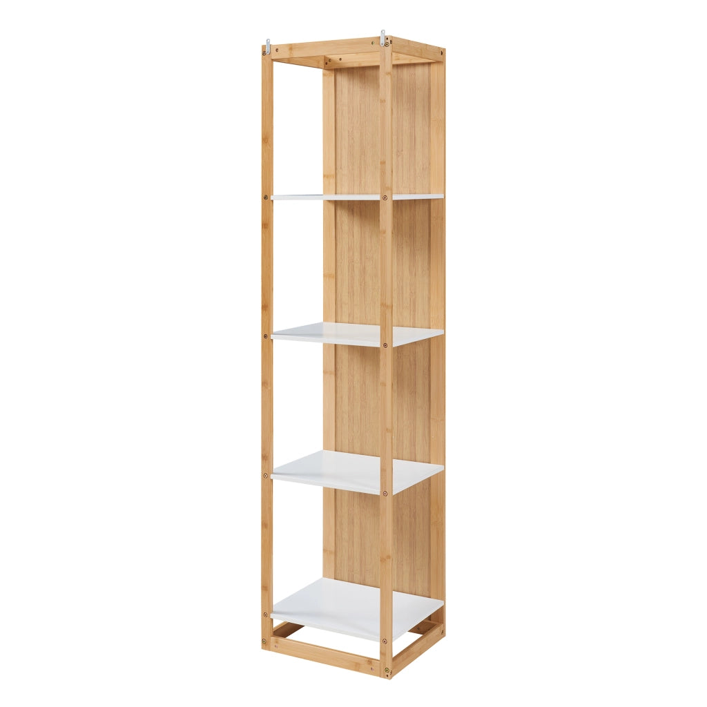 Scaffale da Terra AS con Specchio Frontale a Figura Intera 170x40x35 cm Naturale/Bianco [en.casa]