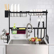 Sopra lavello Dish organizzer cucina scaffale cucina in acciaio colore nero - ZENCOCCO