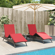 Lettini Prendisole 2 pz con Tavolino Marrone in Polyrattan 4002717