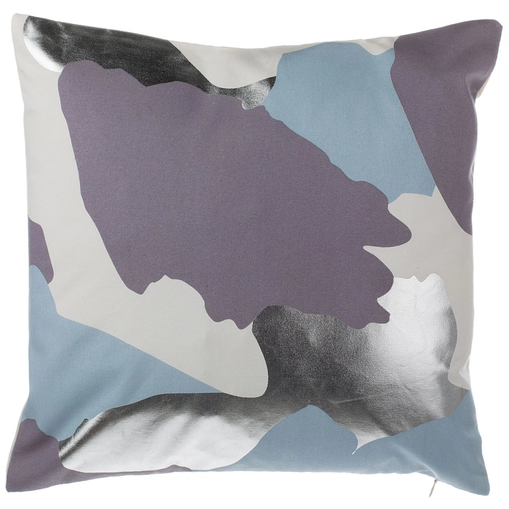 Set di 2 cuscini decorativi viola con motivo astratto argento 45 x 45 cm accessori decorativi con stampa verniciata