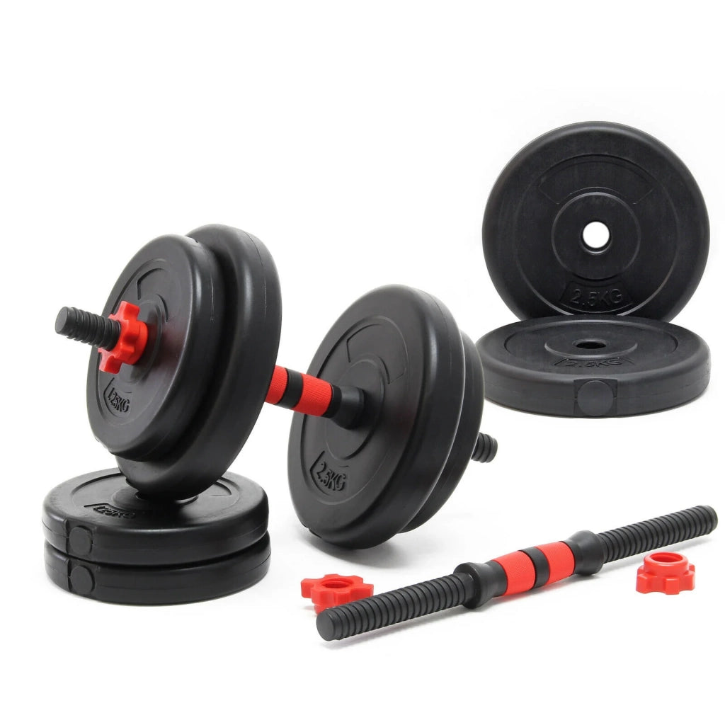 Set di manubri da 15 kg con piastre in ghisa per allenamento della forza e sollevamento pesi (16_0000844)