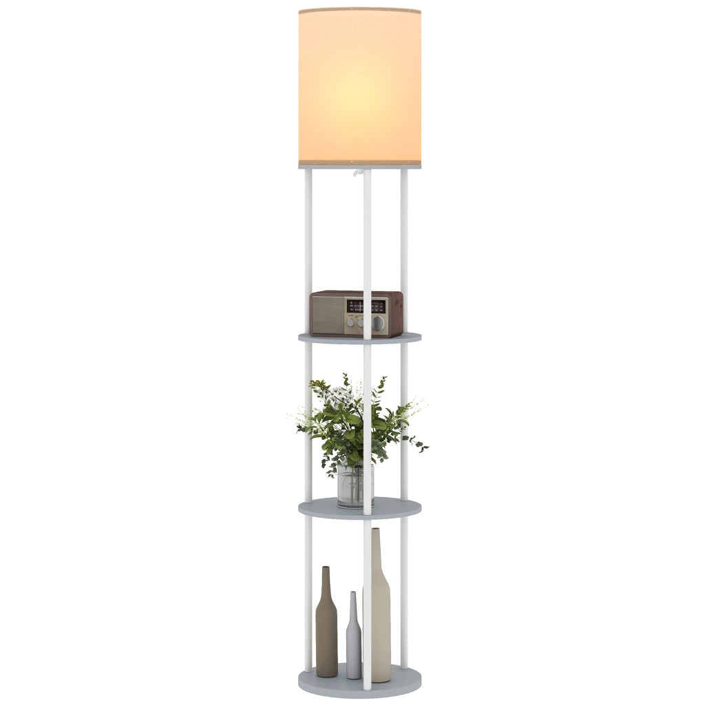 Lampada da Terra con Scaffale e Controllo Remoto 3 Colori ¨C zephmum ¨C Grigio 80x24x180