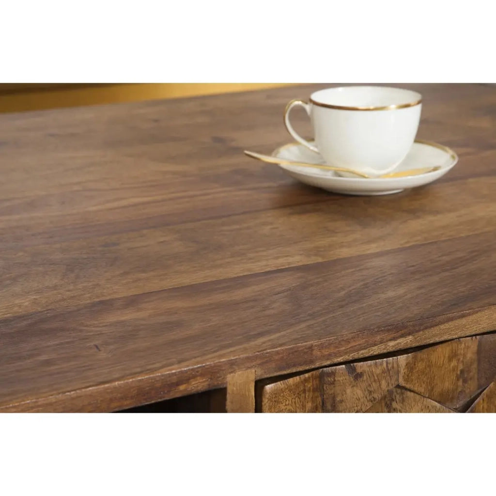 Tavolino basso SCANI 100 cm in legno di Sheesham massiccio verniciato stile scandinavo