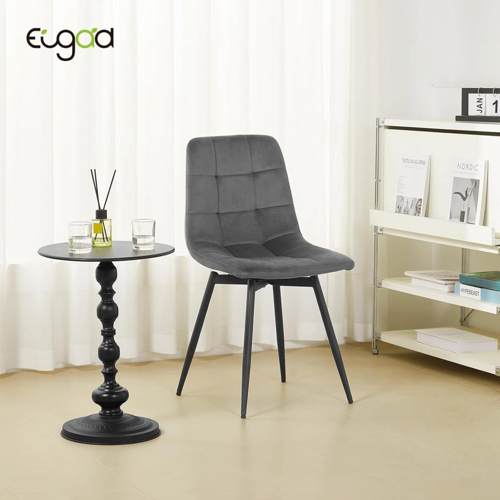 4 x Sedie da Pranzo Girevoli, Sedie Cucina in Velluto con Schienale e Gambe in Metallo, Stile Moderno, per Cucina, Camera da Letto e Soggiorno, Grigio Scuro