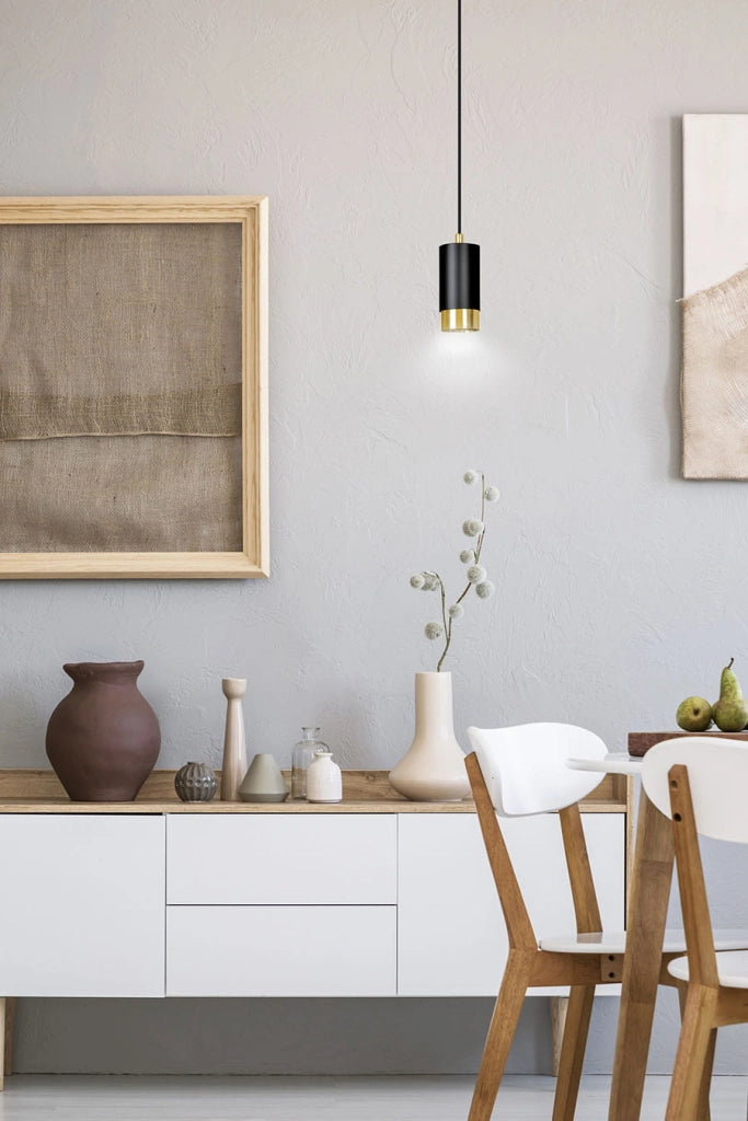 Emibig Fumiko lampada a sospensione nero oro GU10 Ø8 cm