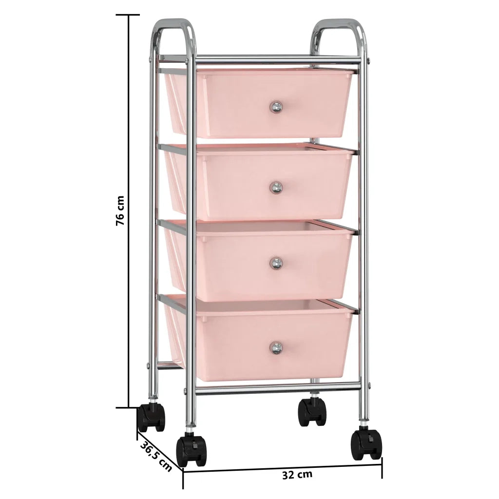 Carrello Portaoggetti Mobile con 4 Cassetti Rosa in Plastica CFW9564200