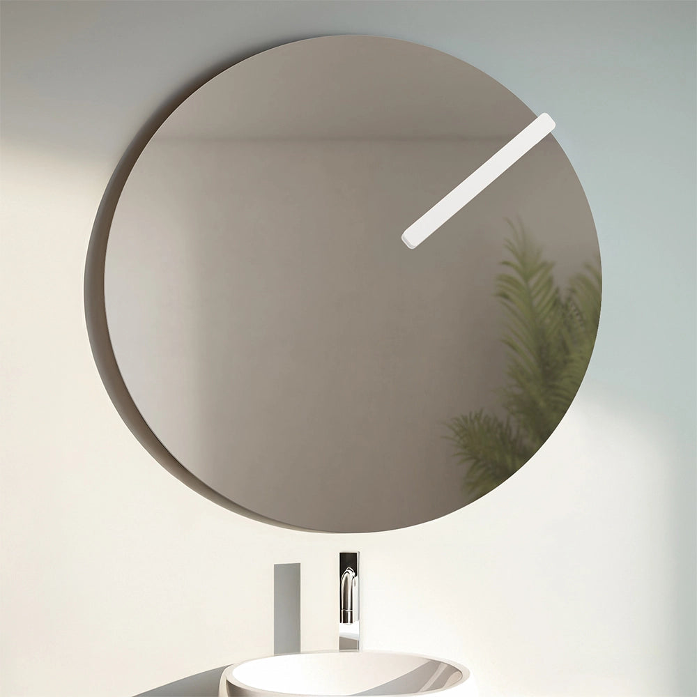 Specchio tondo 70 cm a filo lucido con lampada a LED da 26 cm
