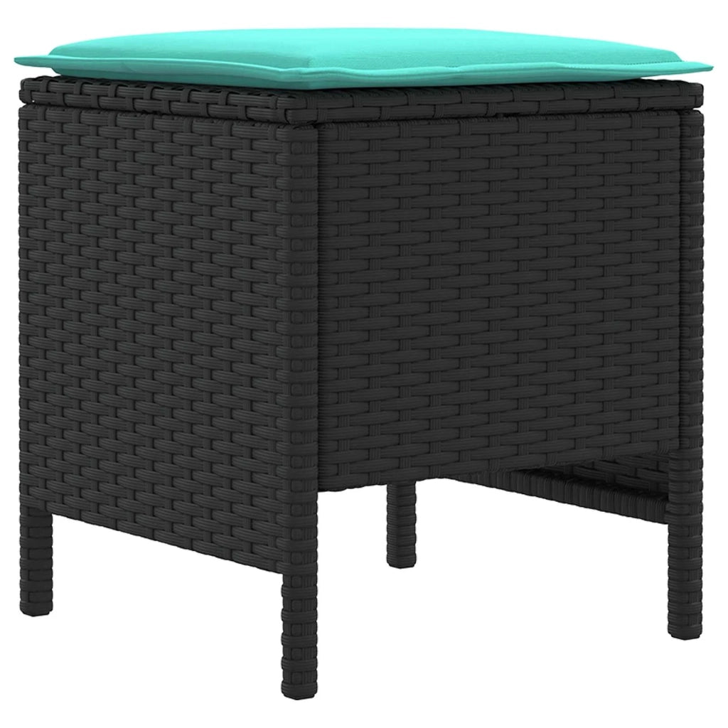 Set di Mobili con cuscino 7 pcs Nero e Turchese Rattan in PE 3422215