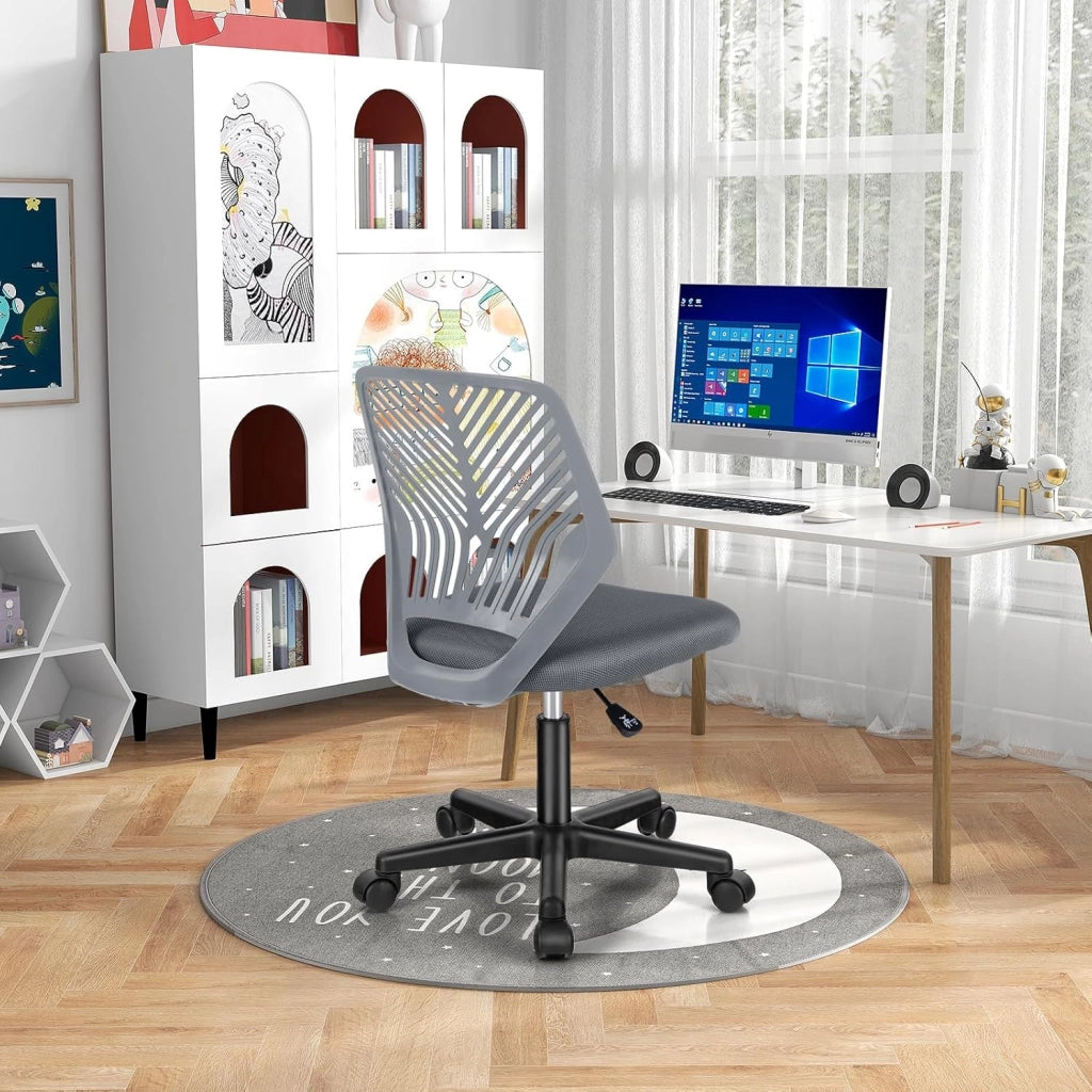 Sedia da Scrivania Ergonomica per Bambini, Sedia per Computer in Rete per Bambini con Ruote Universali, Regolabile in Altezza, Senza Braccioli, Sedia da Studio per Bambini(Grigio)