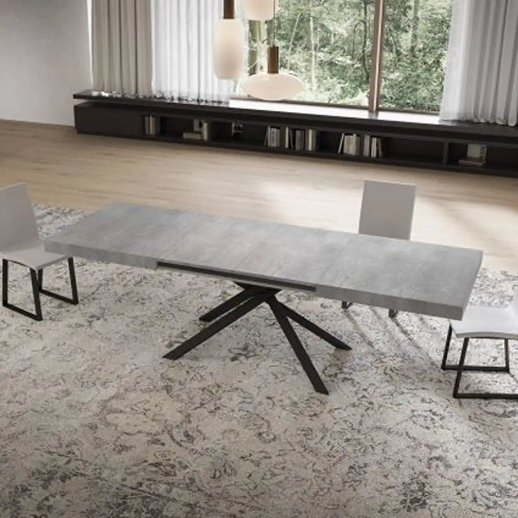 Tavolo allungabile 160/264x90 cm Niket colore cemento gambe antracite