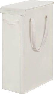 Waschista con coperchio, 58 L, lavatrice alta stretta, ventilata, pieghevole, lavatrice alta stretta, grande contenitore di stoccaggio, cassetto per rifiuti di abbigliamento, camera da letto, beige.