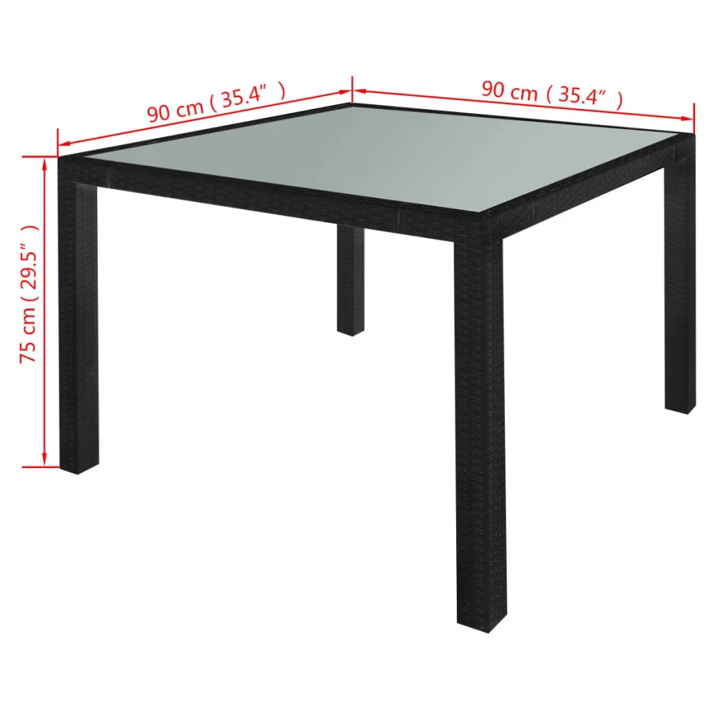 Set da Pranzo da Giardino 5 pz | Set Salotto da Giardino con Cuscini in Polyrattan Nero