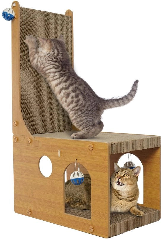 Sistema di Cattura per Gatti Multifunzionale con Asta da Cattura, Casa da Cattura e Piattaforma per Gatti fino a 4 kg - Legno Leggero