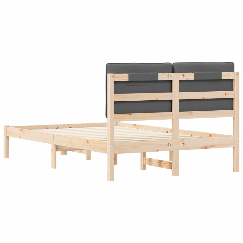Letto con Testiera Rivestita Grigio Naturale e Scuro