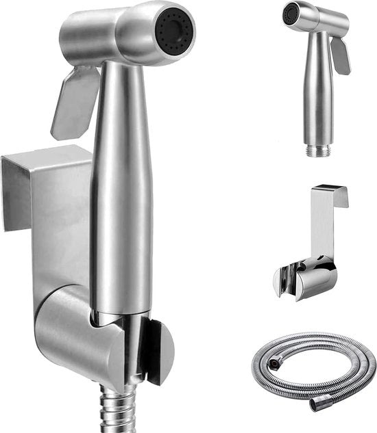 Sproiettore di bidet in acciaio inossidabile, sproiettore di bidet manuale, sproiettore di bidet premium in acciaio inossidabile, set di sproiettore Shattaf per bidet, igiene personale e pulizia del water.