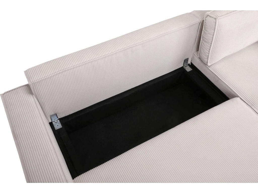 Divano angolare in velluto a coste "Montaigne S" - 3 posti - Beige