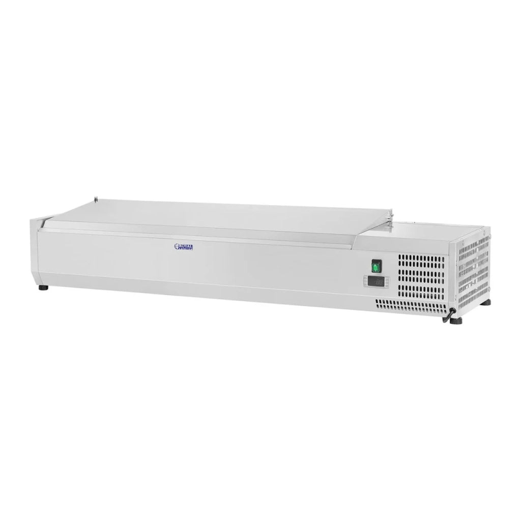 Bancone/tavolo per insalate acciaio inox - 140 x 33 cm - 6 teglie GN 1/4 14_0003287