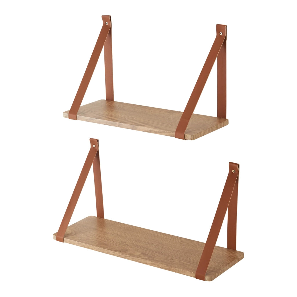 Set di 2 mensole da parete mobile contenitore moderno diverse misure marrone 03_0009759