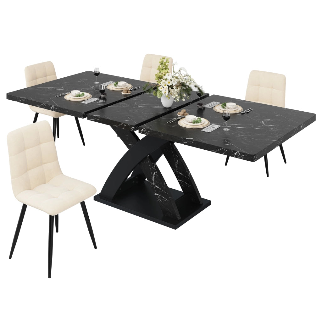 Tavolo da Pranzo Allungabile in Legno ¨C MINIMAL ¨C Nero, 120-160 cm, 6 Persone