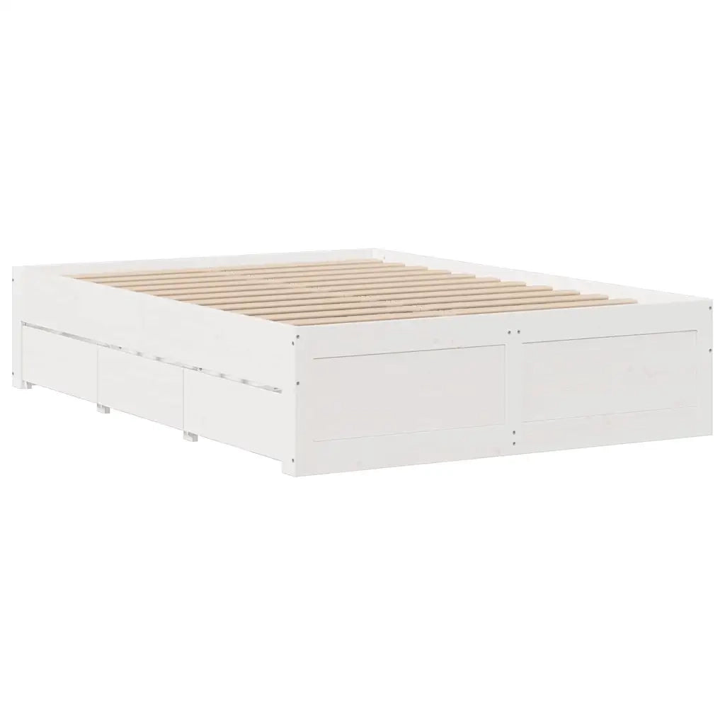 vidaXL Giroletto senza Materasso con Cassetti Bianco 140x190 cm Pino