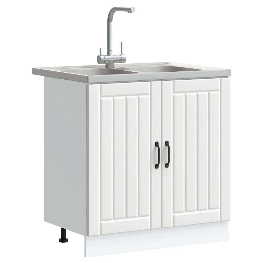 Mobiletto per lavabo Lucca 2 pz Bianco Legno ingegnerizzato 3315011