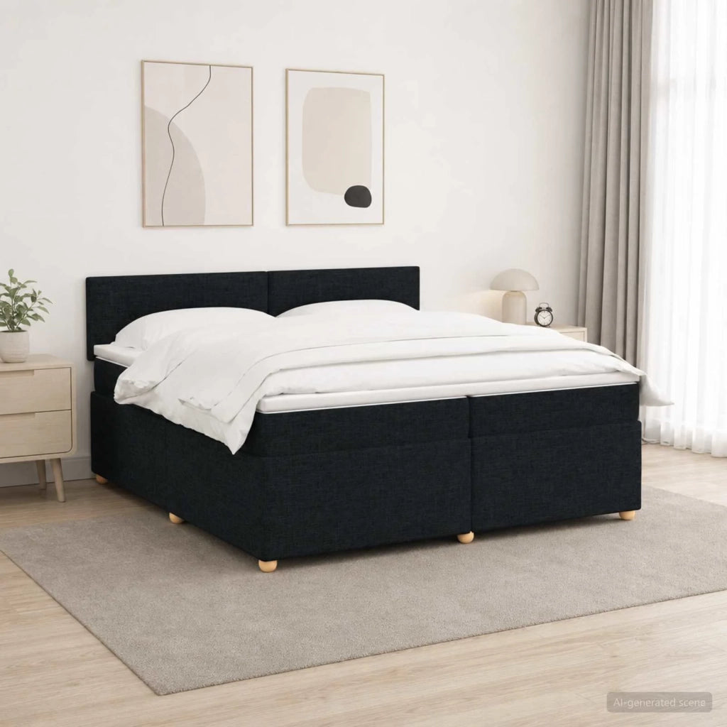 Letto box spring con materasso Nero 200 x 200 cm Tessuto 3452501
