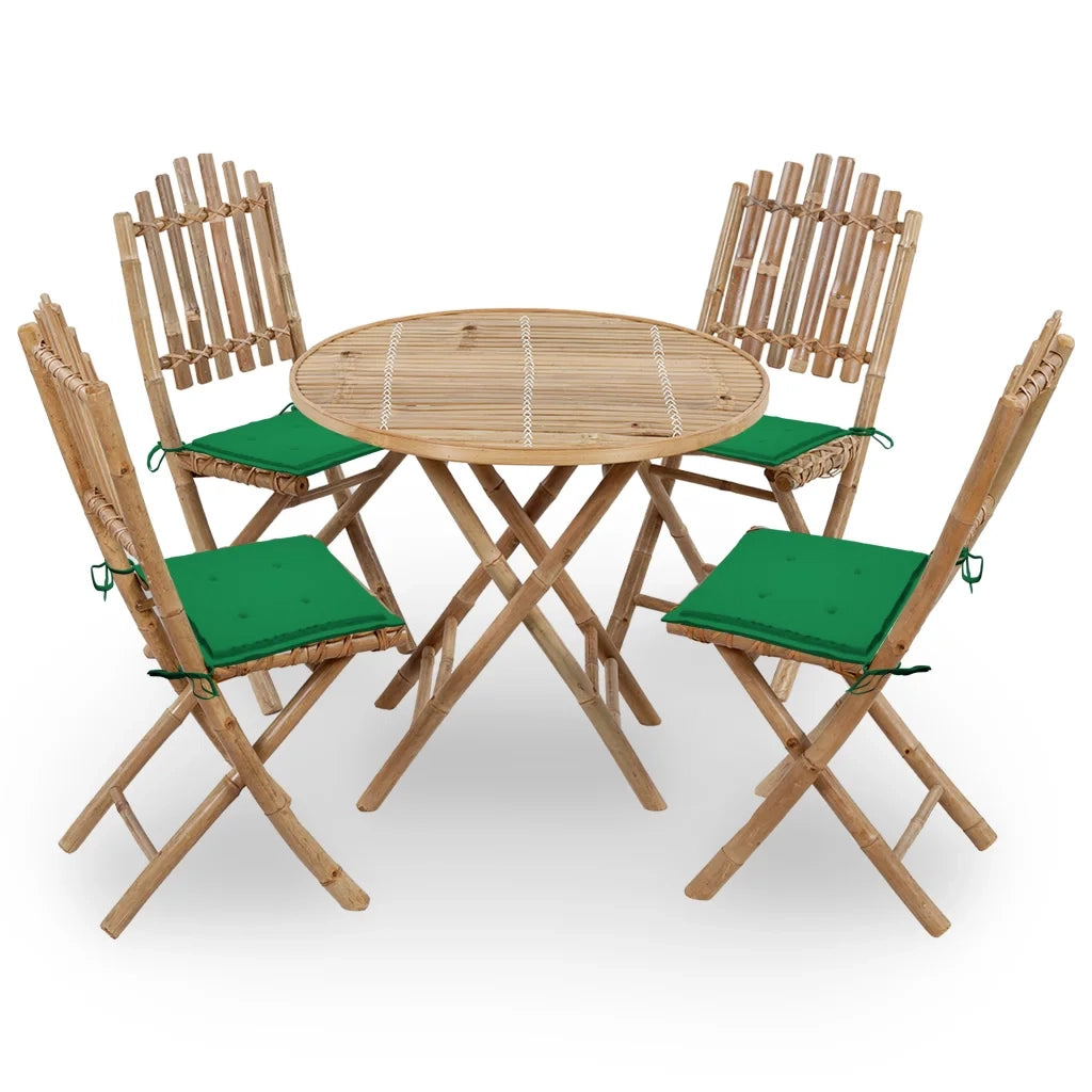 Set da Pranzo da Giardino 5 pz Pieghevole con Cuscini in BambÃ¹ cod mxl 45645