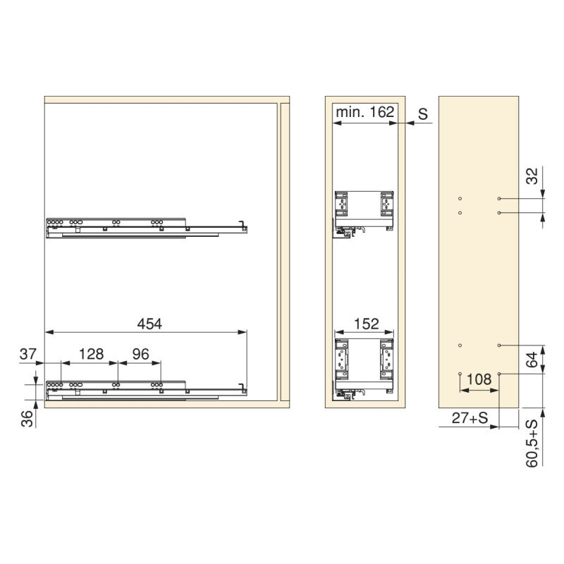 Carrello estraibile Titane con fissaggio inferiore con chiusura softt, modulo 300mm Acciaio, Grigio antracite