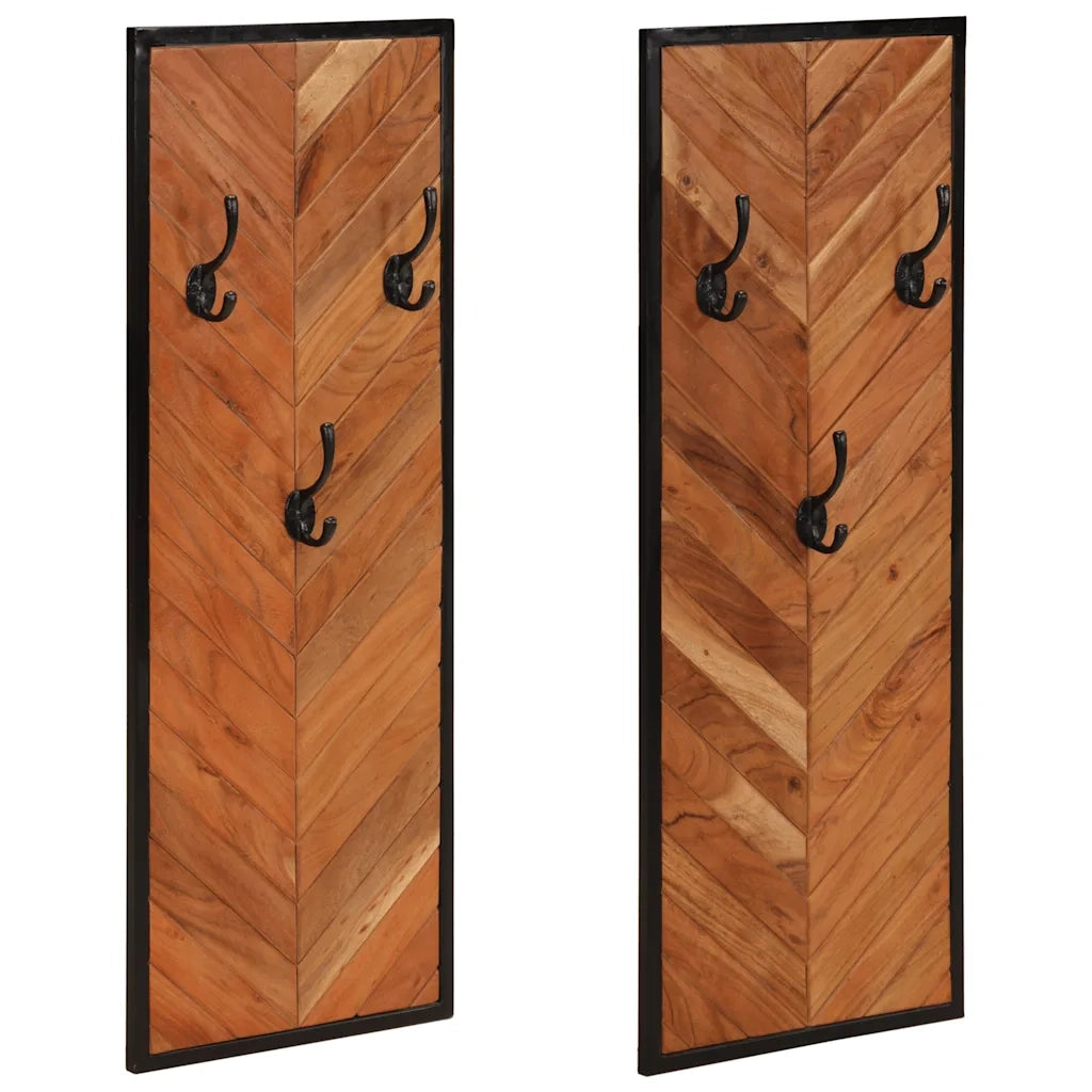 Appendiabiti 2 pz 35x1x90 cm in Legno Massello di Acacia