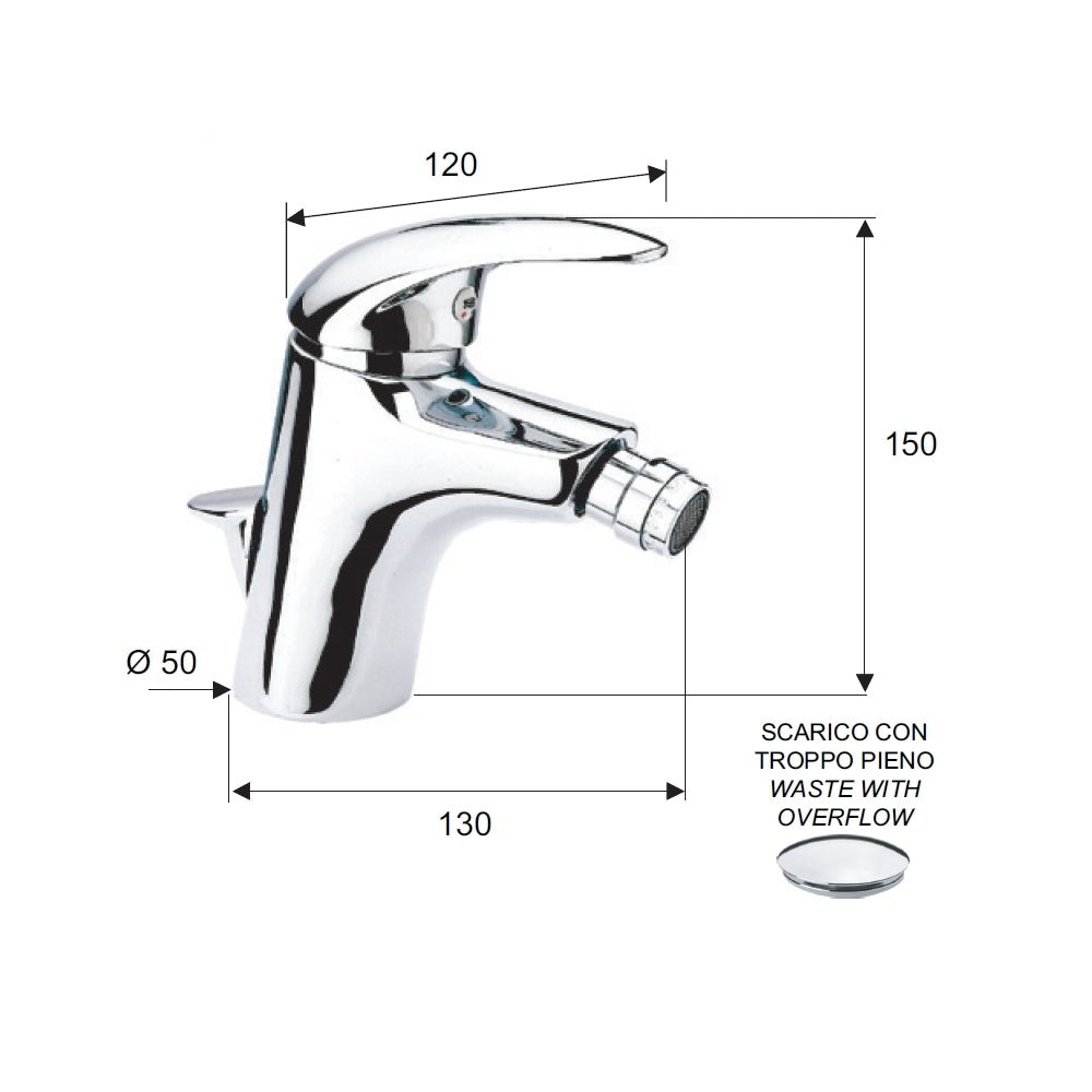 Rubinetto bidet con aeratore direzionabile - serie ten