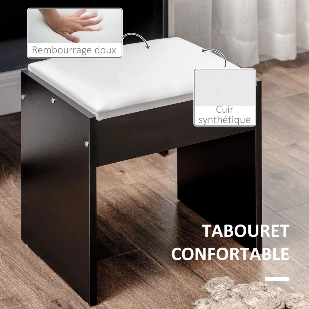 Scrivania da trucco con specchio e cassetti ¨C Zephmum ¨C Bianco e nero 90x50x75