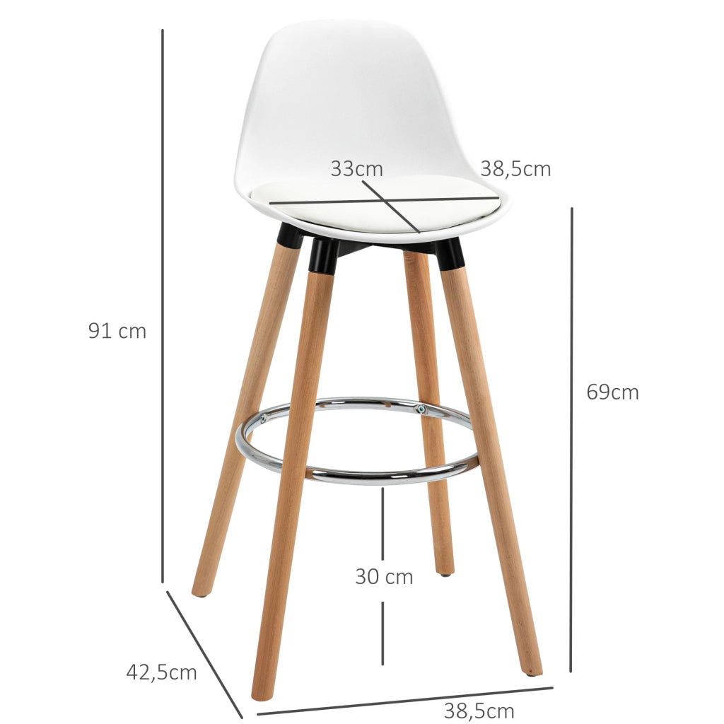 BARHOCKER Set da 2 pezzi 38,5 x 42,5 x 91 cm Bianco in pelle rigenerata