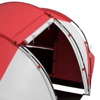 Tenda da Campeggio Familiare 4-6 Persone, Tenda Tonda Impermeabile Leggera, Ventilata, con 2 Cabine, Finestra Grande, Porta, Grigio e Rosso