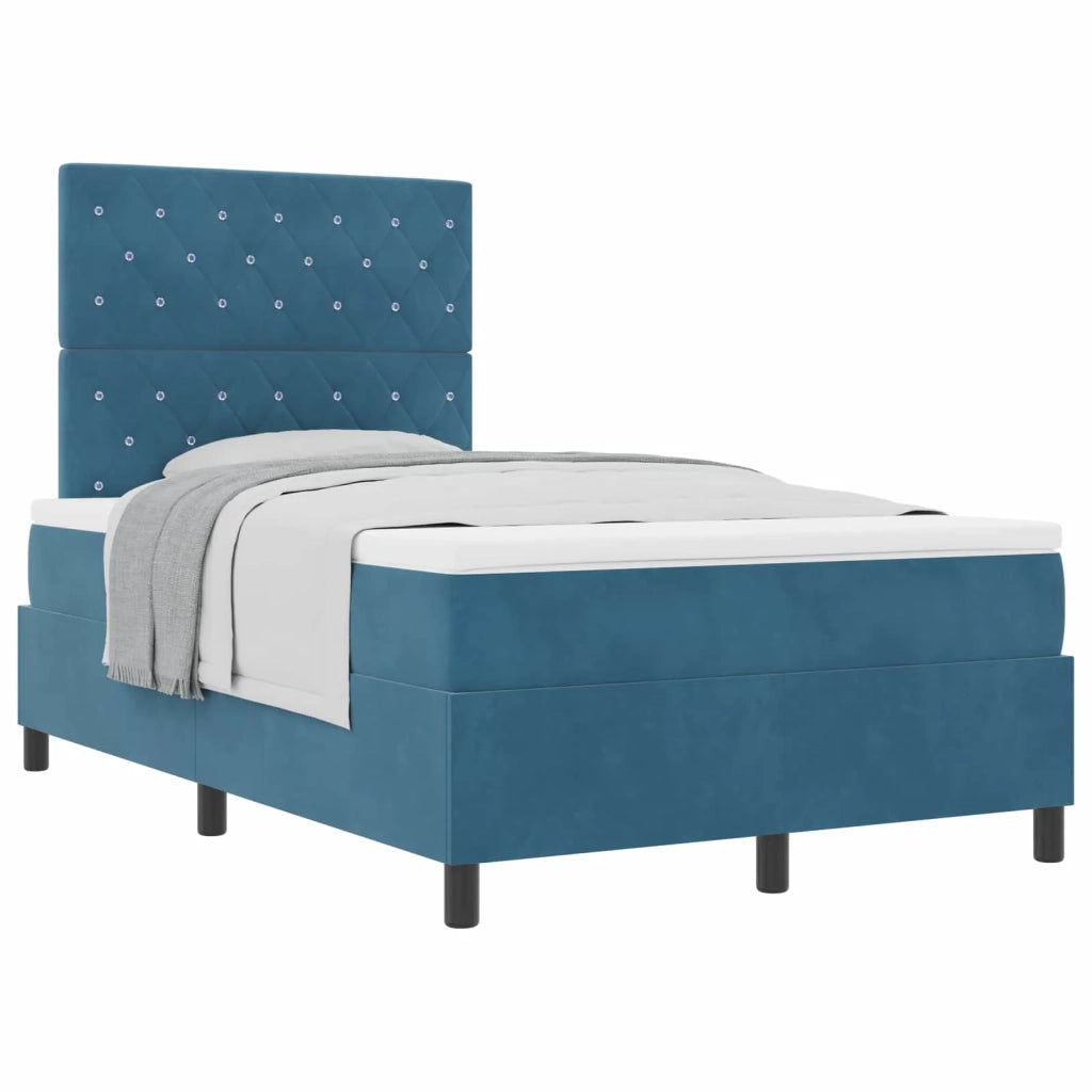 Letto a molle con materasso Blu Scuro 120 x 200 cm Velluto 3339762