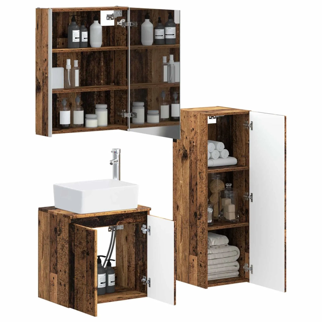 Set di mobili per il bagno 4 pcs Legno antico 3407453