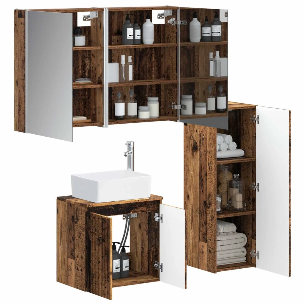 Set di mobili per il bagno 4 pz Legno antico 3407453