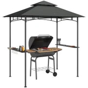 Gazebo per Barbecue con LED 240 x 150 x 258 cm, Resistente all'Acqua e al Fuoco, Gazebo da Giardino con Tetto a Doppio Strato, Grigio Scuro
