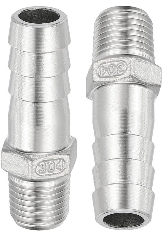 Connettori di tubo 2 pezzi - 304 Acciaio inossidabile - 13 mm Attacco di tubo - 1/4 Pollici NPT Fusto esterno - Connettore robusto - Corrosione resistente - Connettori di tubo