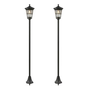 Set 2 Lampioni Solari da Giardino Ø235x186 cm Lampada 2 Modalità 50-100 LM in Acciaio Inox Nero