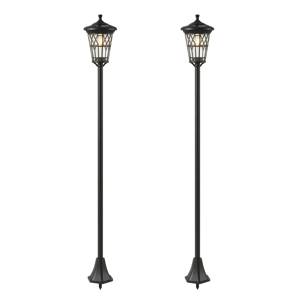 Set 2 Lampioni Solari da Giardino Ø235x186 cm Lampada 2 Modalità 50-100 LM in Acciaio Inox Nero