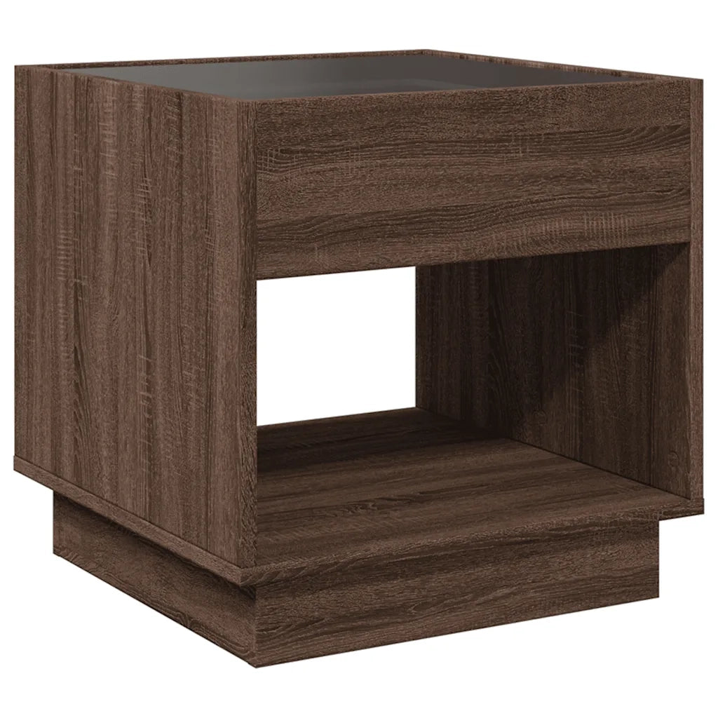 Tavolino da Salotto con LED Infinity Rovere Marrone 50x50x50 cm