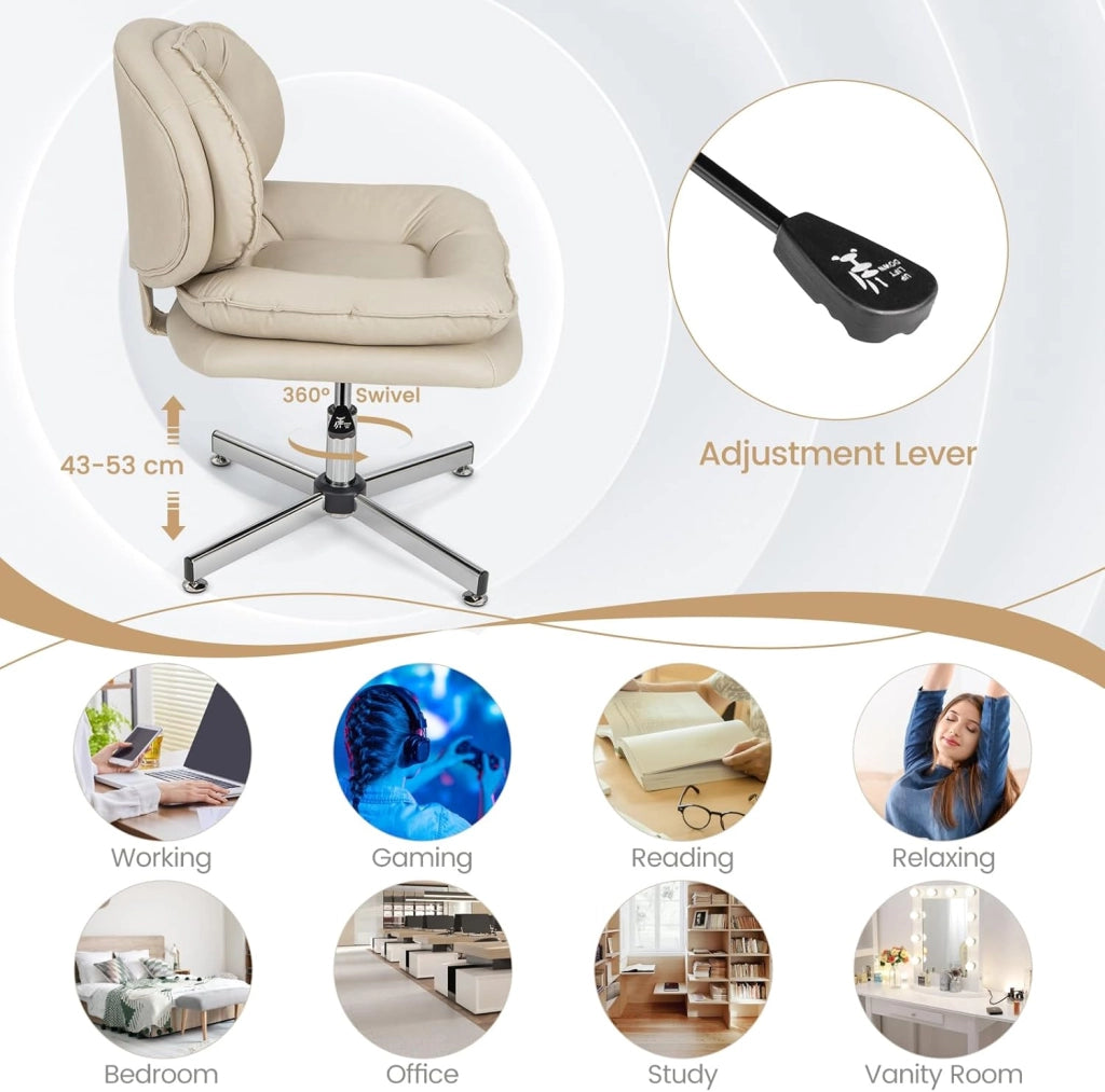 Sedia da ufficio, girevole a 360°, con piedistallo a croce, regolabile in altezza, senza ruote, ergonomica, portata massima: 150 kg