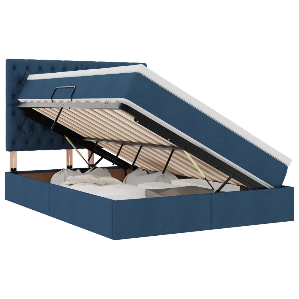 Letto con contenitore e LED con led Blu 140 x 200 cm Poliestere