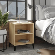 Comodino con Gambe in Metallo Rovere Sonoma 40x30x50 cm 805803