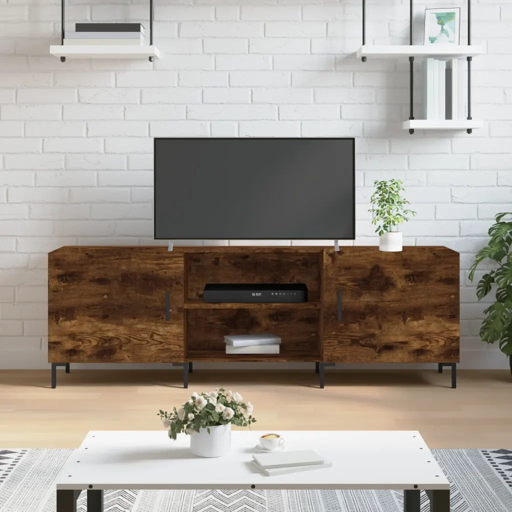 Mobile Porta TV Rovere Fumo 150x30x50 cm in Legno Multistrato 829105