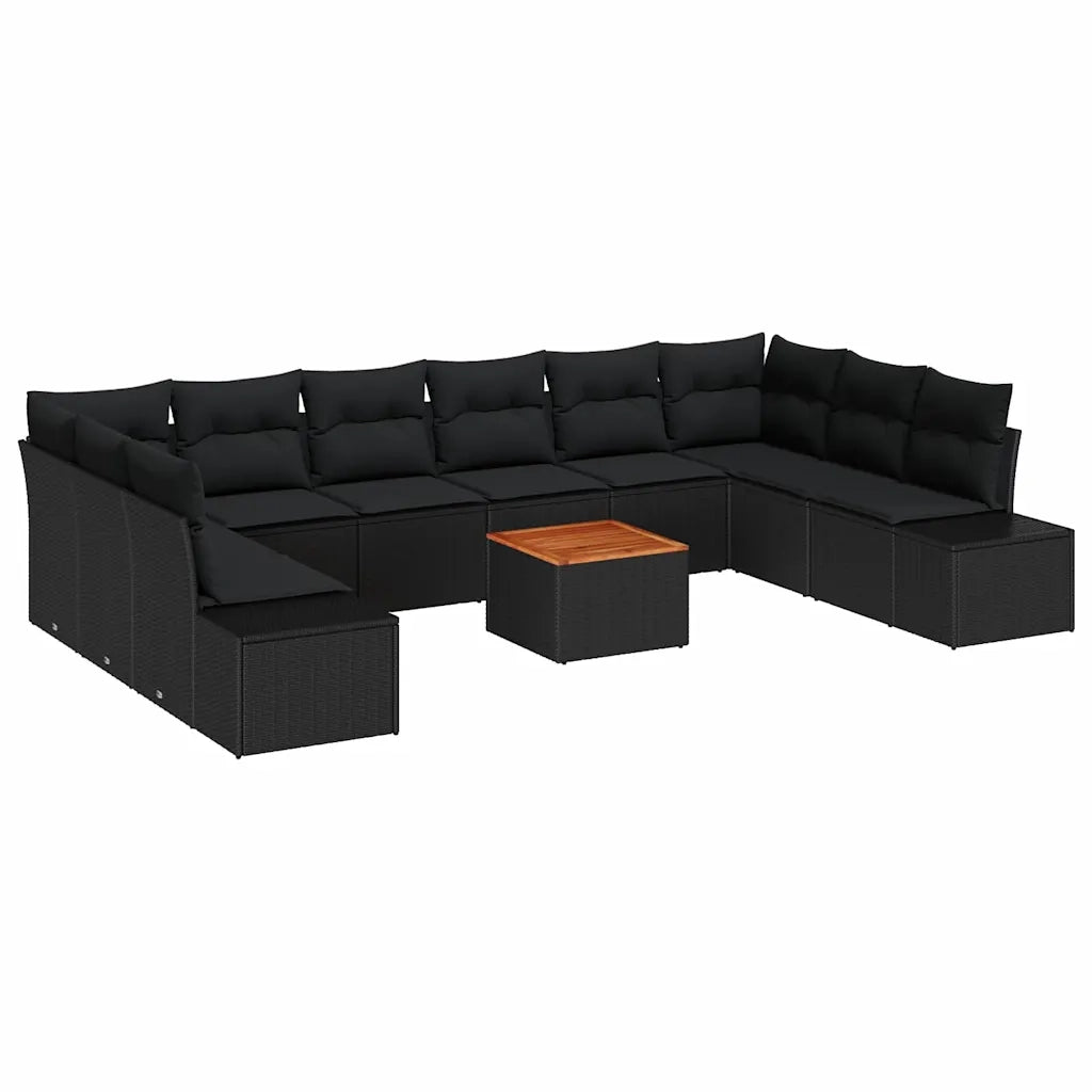 Set Divano da Giardino 11 pcs Nero