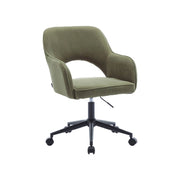 Sedia da ufficio in velluto a coste con rotelle, kaki