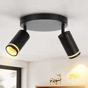 ZMH Faretto da soffitto Rotondo Nero 2 Luci GU10 Orientabile da Interno in Metallo per Corridoio Senza Lampadine